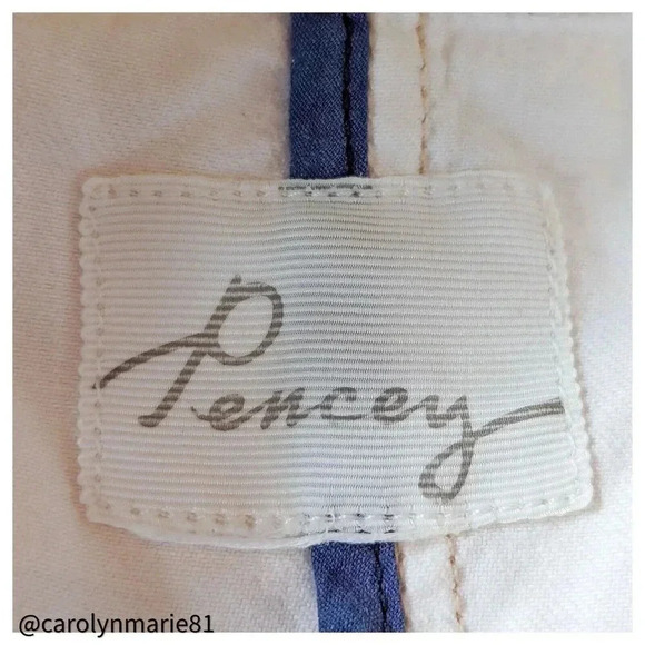 PENCEY OffWhite Denim Stud Embellished Moto Jacket Size M 100% Cotton Asymmetric - Picture 8 of 12